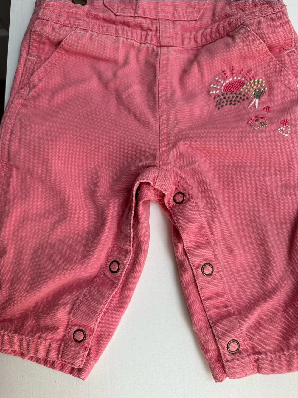Carhartt baby girl embroidered pink overalls